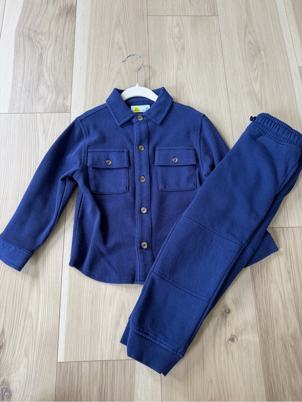 Epic Threads Deep Blue Waffle Knit Shirt Jacket